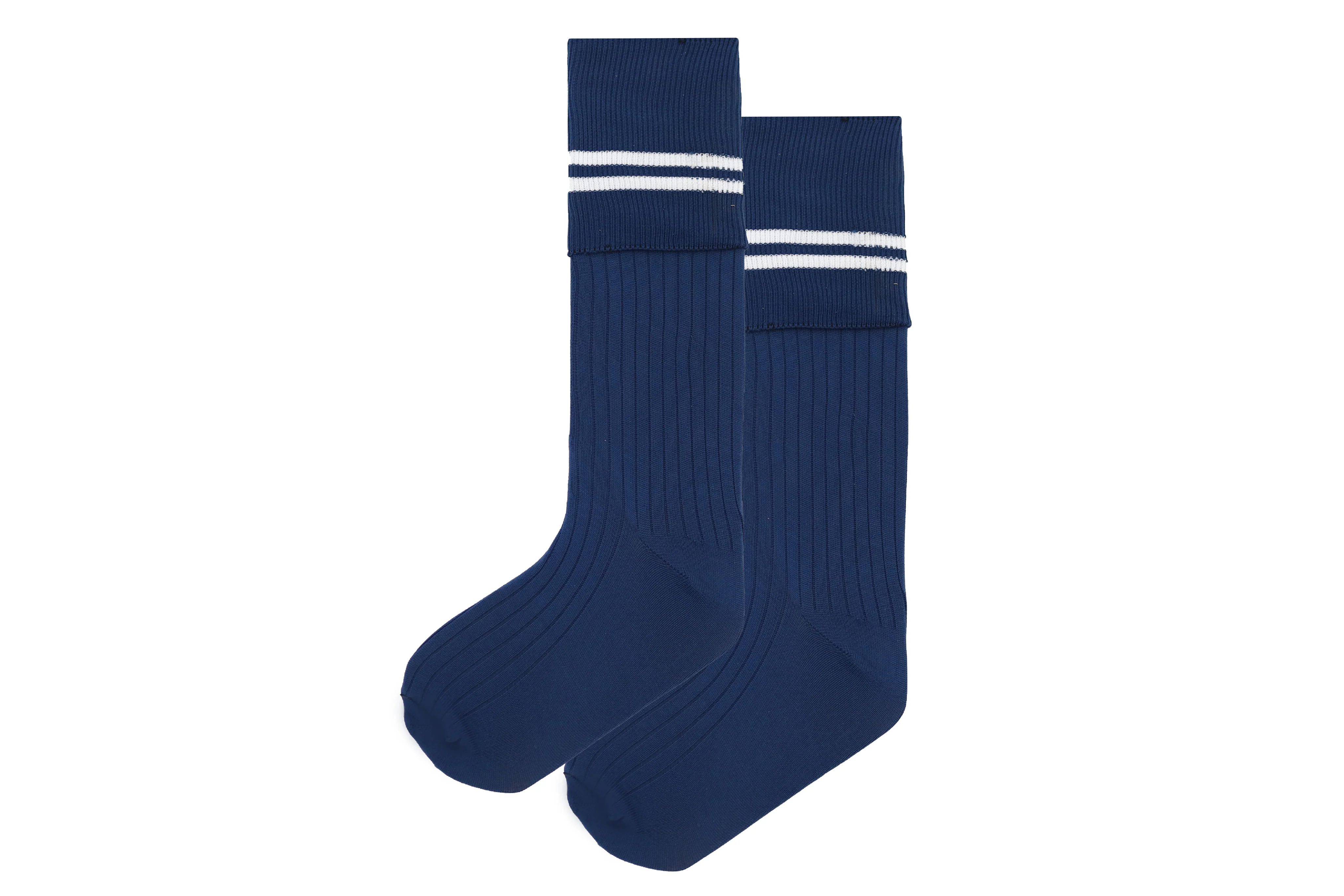 Boys 3/4 Striped Long Socks - Royal/White