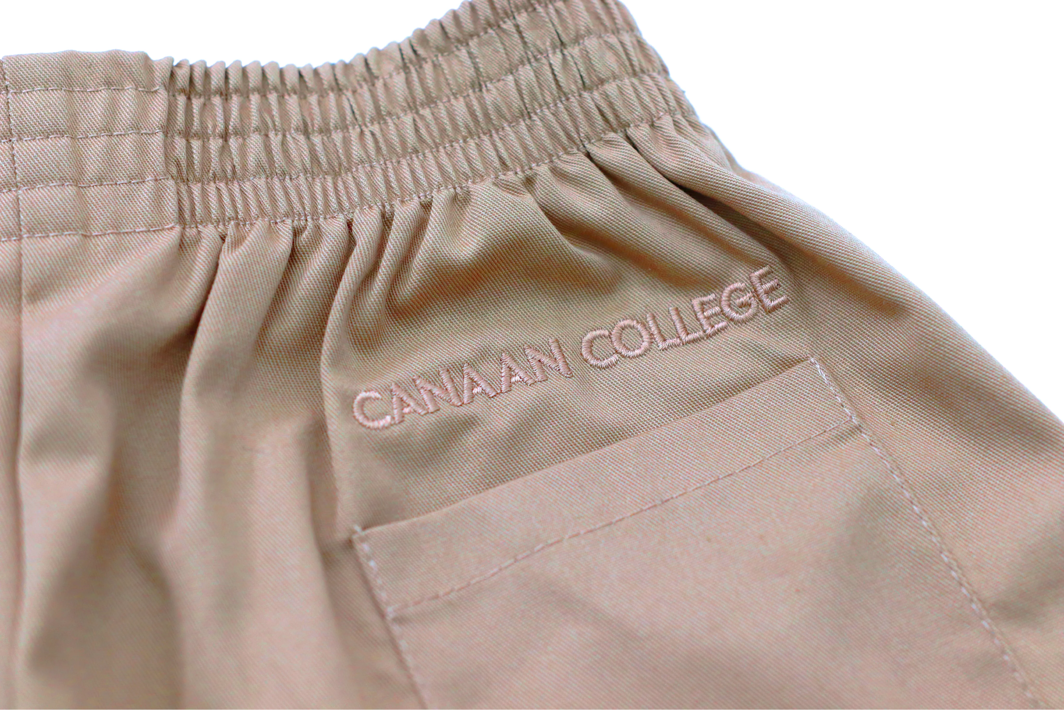 School Shorts Khaki Emb - Canaan College - Image 3