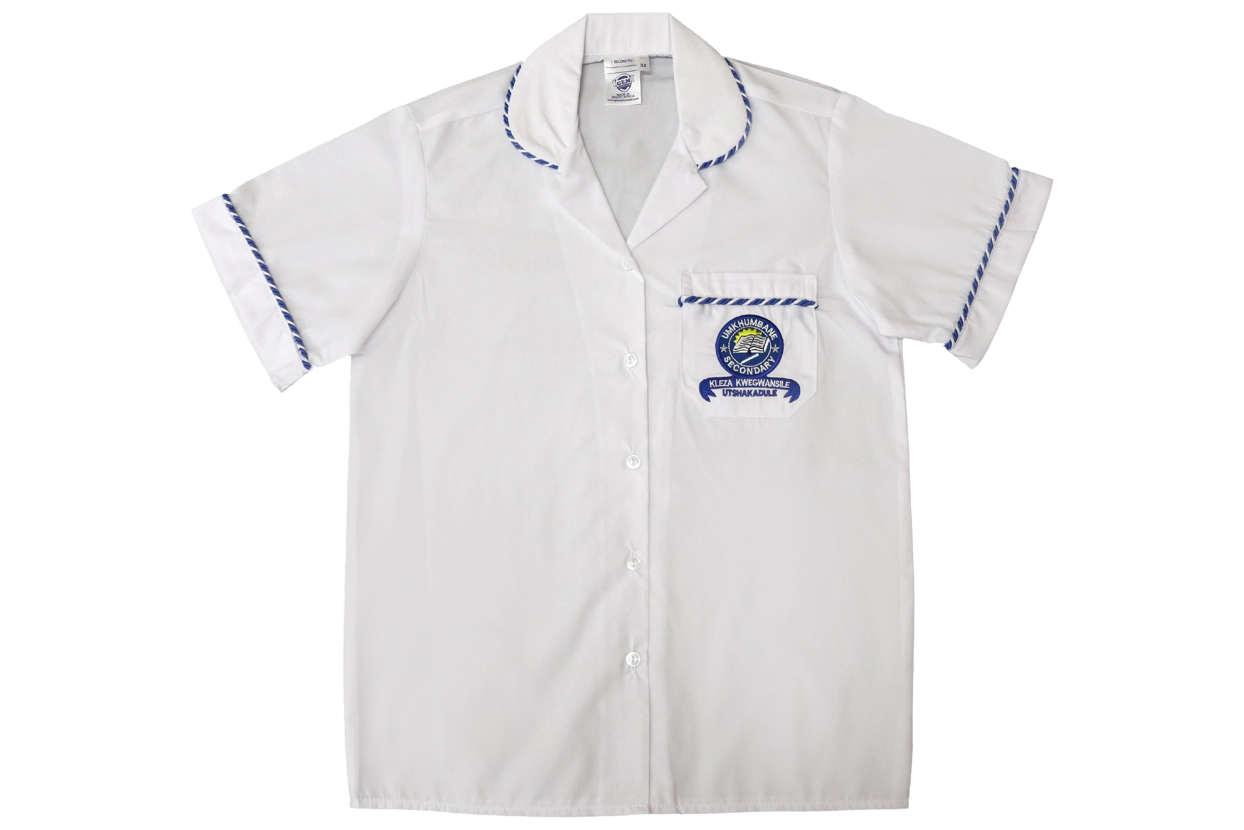 Shortsleeve Braided EMB Blouse - Umkhumbane Secondary/Chesterville